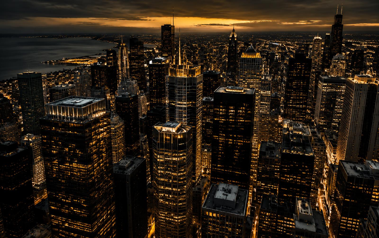 Downtown financial district at twilight